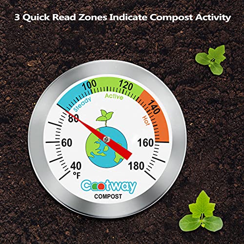 Rukars Compost Thermometer: Waterproof, Stainless Steel, 40-180°F