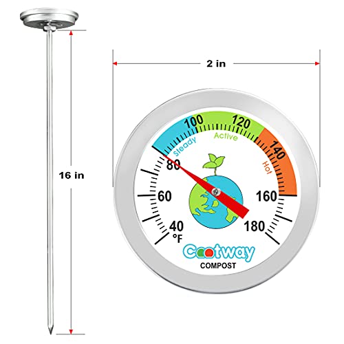 Rukars Compost Thermometer: Waterproof, Stainless Steel, 40-180°F