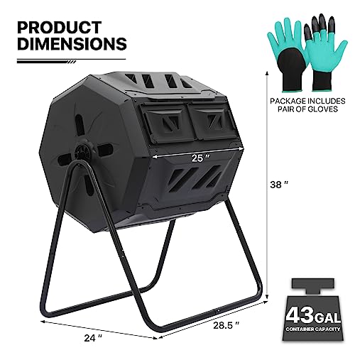 43 Gallon MoNiBloom Outdoor Dual Compost Tumbler