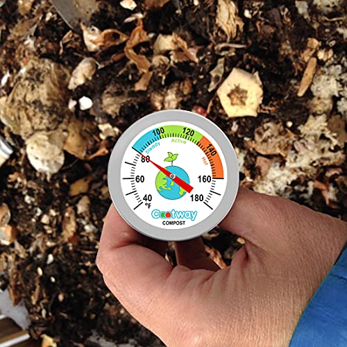 Rukars Compost Thermometer: Waterproof, Stainless Steel, 40-180°F