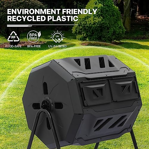 43 Gallon MoNiBloom Outdoor Dual Compost Tumbler