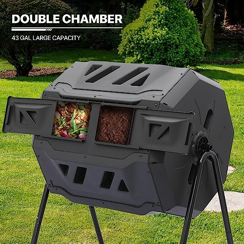 43 Gallon MoNiBloom Outdoor Dual Compost Tumbler