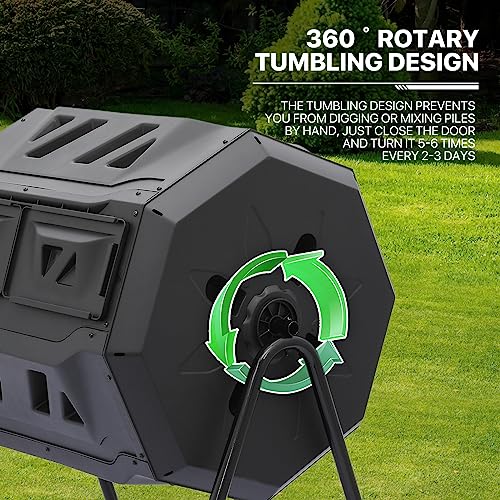 43 Gallon MoNiBloom Outdoor Dual Compost Tumbler