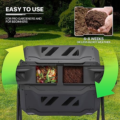43 Gallon MoNiBloom Outdoor Dual Compost Tumbler