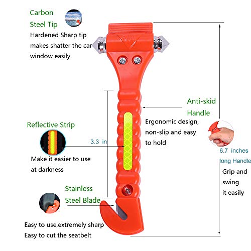 2-Pack Car Safety Hammer with Seat Belt Cutter