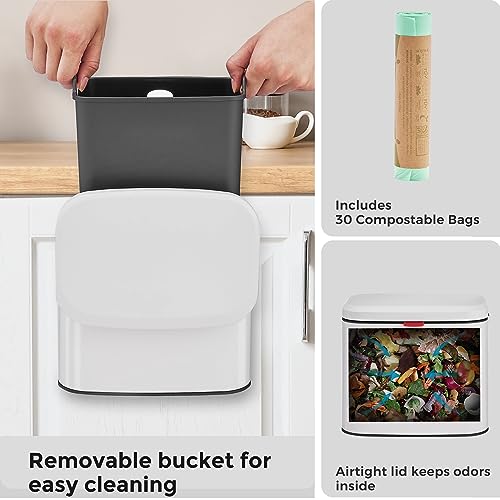 Nunsino Kitchen Compost Bin - 4L, Stainless Steel