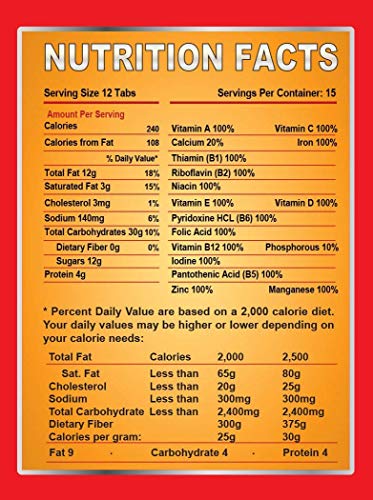 15-Day Survival Tabs: Emergency Food Ration (180 tabs)
