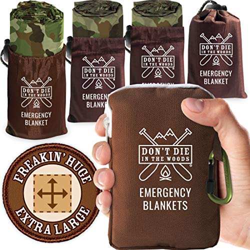 Giant Emergency Blankets 4-Pack with Storage and Carabiner