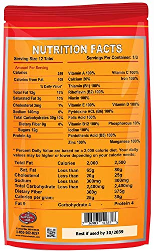 10-Day Emergency Survival Food - 120 Tabs Vanilla Malt