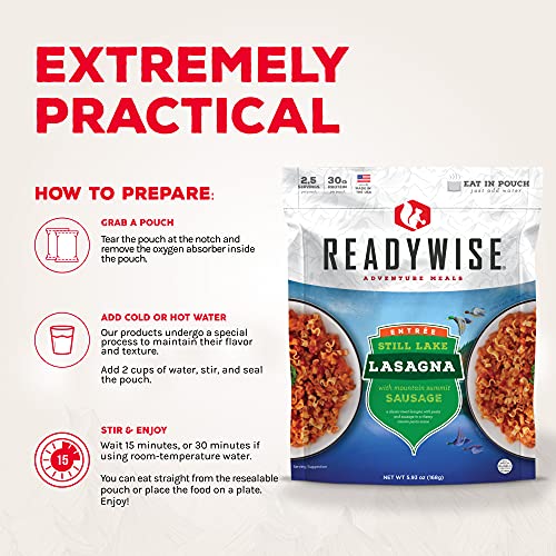 READYWISE Cheesy Lasagna - 2 Servings, Emergency Food