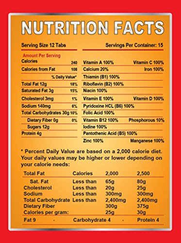 10-Day Emergency Survival Food - 120 Tabs Vanilla Malt