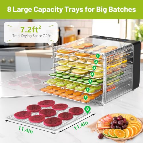 8-Tray Food Dehydrator Machine with Timer and Temperature Control