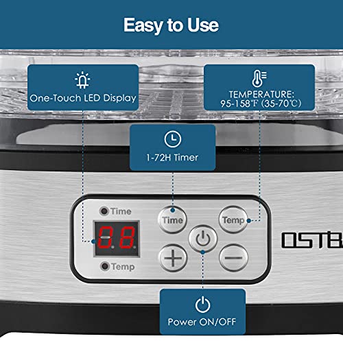 OSTBA 5-Tray Food Dehydrator with Timer and LED Display