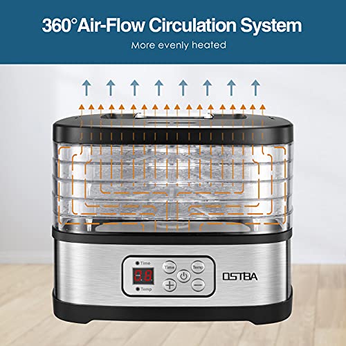 OSTBA 5-Tray Food Dehydrator with Timer and LED Display