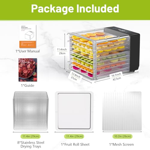 8-Tray Food Dehydrator Machine with Timer and Temperature Control