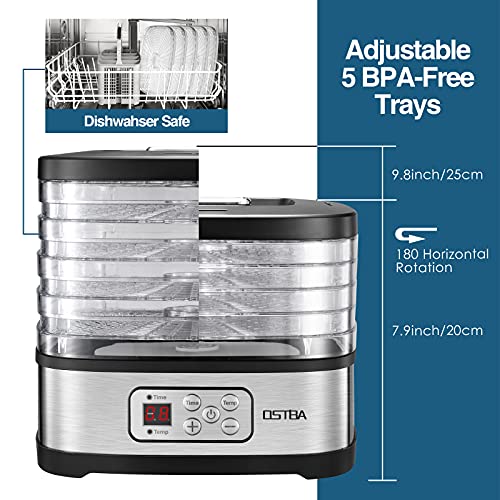 OSTBA 5-Tray Food Dehydrator with Timer and LED Display