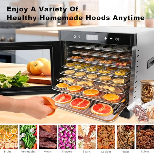 Stainless Steel Food Dehydrator with 8 Trays, 600W