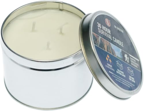 3-Wick Emergency Candle: 36 Hours, Soy Wax, Survival Gear
