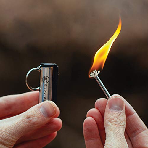 5 Pack SURVIVE Permanent Match Keychain Waterproof Striker