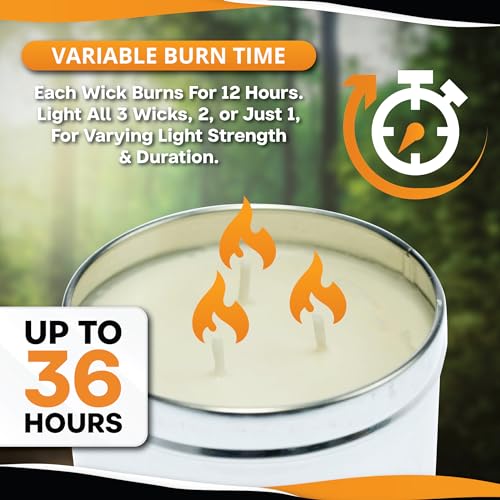3-Wick Emergency Candle: 36 Hours, Soy Wax, Survival Gear