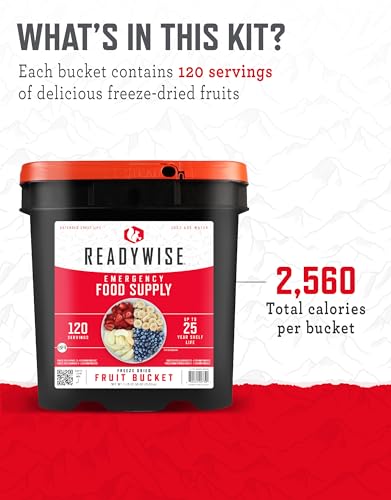 READYWISE - Emergency Fruit Bucket, 120 Servings, Freeze Dried