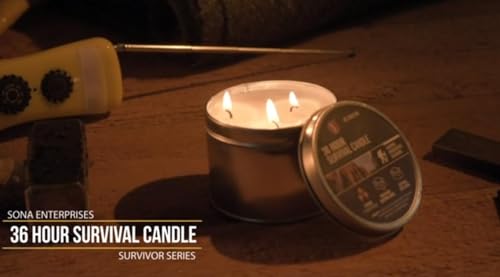 3-Wick Emergency Candle: 36 Hours, Soy Wax, Survival Gear