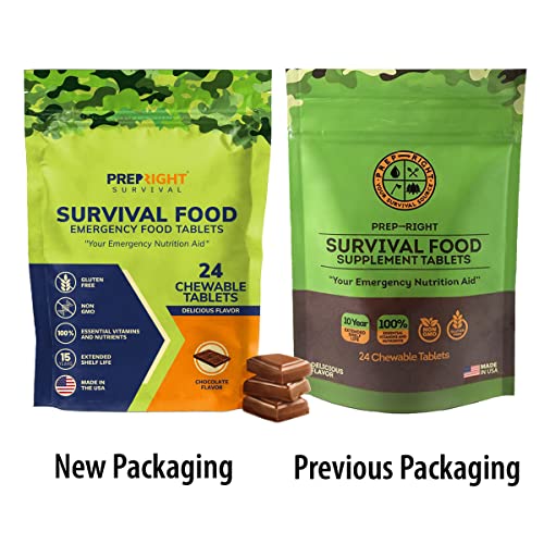 Prep-Right Survival Chocolate Food Tabs - 24 Count