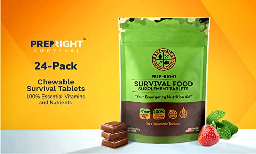 Prep-Right Survival Chocolate Food Tabs - 24 Count