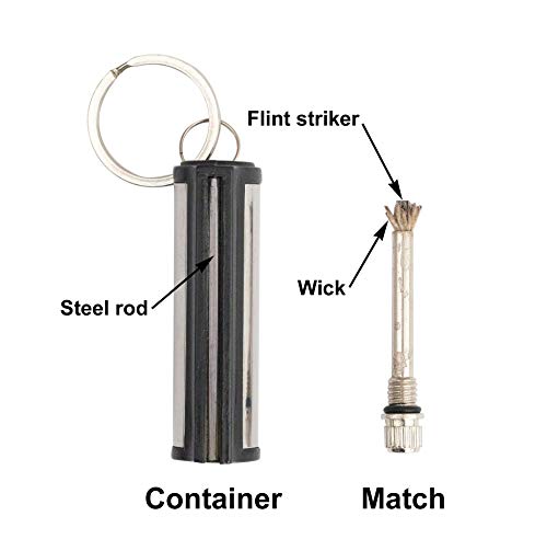 5 Pack SURVIVE Permanent Match Keychain Waterproof Striker