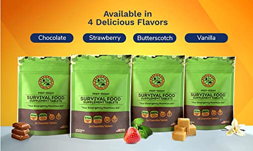 Prep-Right Survival Chocolate Food Tabs - 24 Count