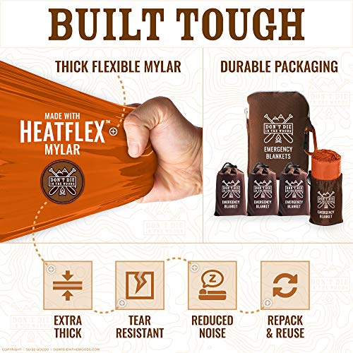 Ultra-Durable Emergency Blankets [4-Pack] Waterproof Outdoor Survival