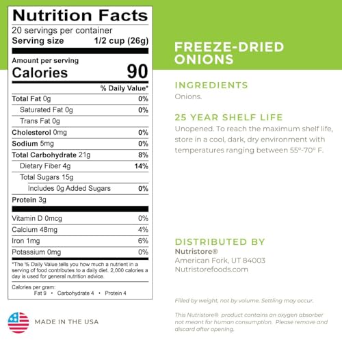 Emergency Survival Bulk Freeze Dried Onions | 20 Servings