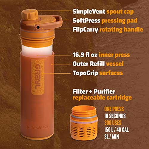 GRAYL UltraPress Water Purifier & Filter Bottle