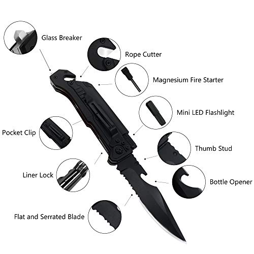 ALBATROSS 6-in-1 Tactical Survival Folding Knives (Black)