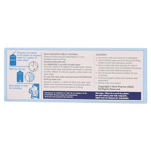 Ef-Chlor Water Purification Tablets - Purifies 1 Gallon