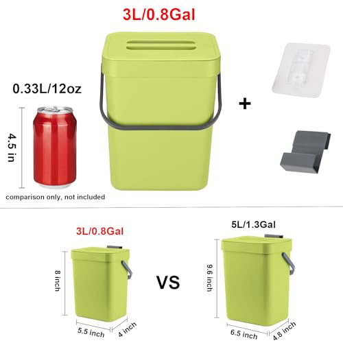 Green Kitchen Compost Bin: Odor-Free Food Waste Container