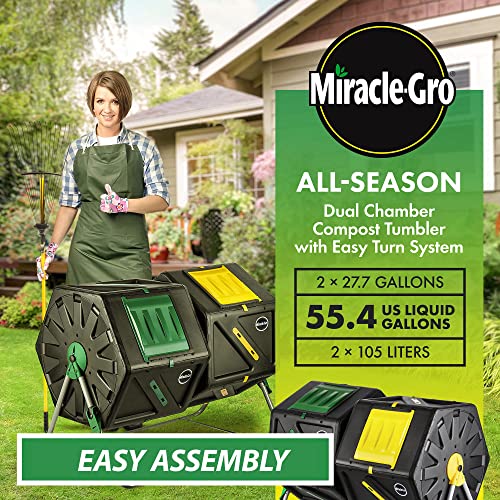 Large Dual Chamber Compost Tumbler - Fast, All-Season Composter