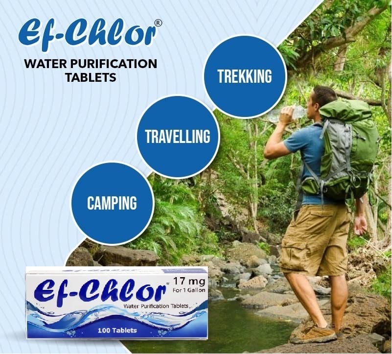 Ef-Chlor Water Purification Tablets - Purifies 1 Gallon