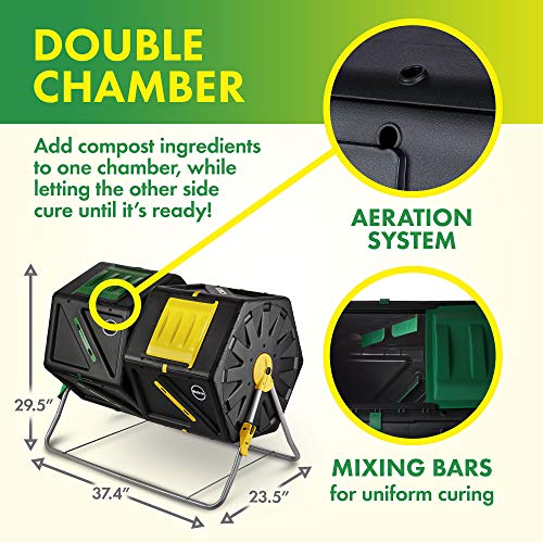 Large Dual Chamber Compost Tumbler - Fast, All-Season Composter