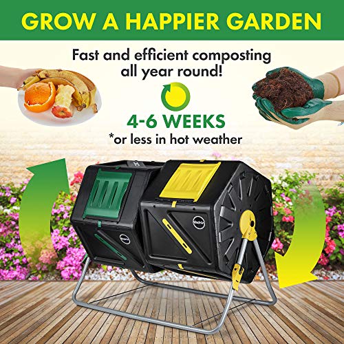 Large Dual Chamber Compost Tumbler - Fast, All-Season Composter