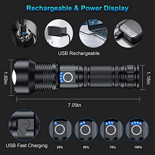 High-Powered Rechargeable Flashlight - 2 Pack