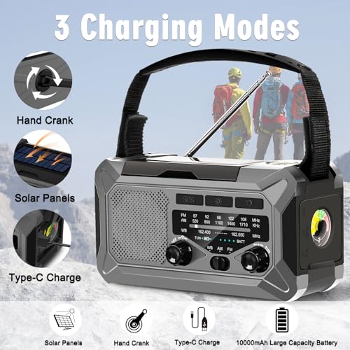Portable Solar Emergency Weather Radio with Phone Charger