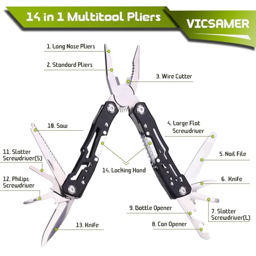 14-in-1 Multitool Pliers with Free Whistle