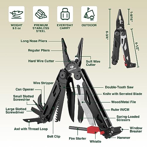19-in-1 Stainless Steel Multi Tool for Survival