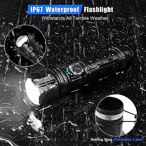Goreit Rechargeable Flashlight: 200000 Lumens, IP67 Waterproof