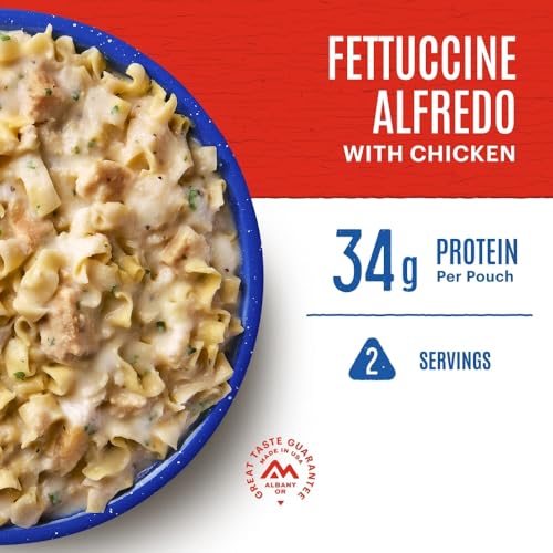 Mountain House Fettuccine Alfredo with Chicken | Freeze Dried Meal | 2-Servings