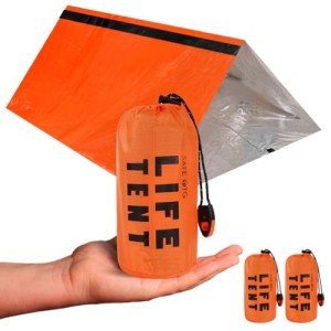 2-Pack Emergency Survival Tent with Whistle & Paracord