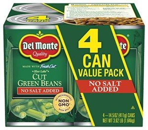 Del Monte No Salt Added Cut Green Beans, 4-Pack