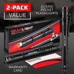 GearLight S100 LED Pocket Pen Light - 2 Pack