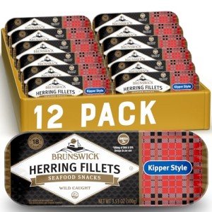 Brunswick Boneless Kipper Style Herring Fillets, 12 Pack